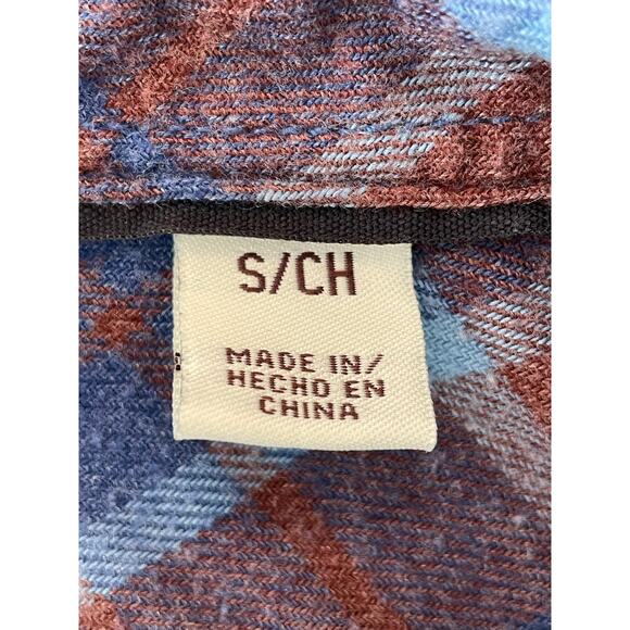 Weatherproof Vintage Luxe Flannel button up long sleeve Small rust and blue - Picture 4 of 9